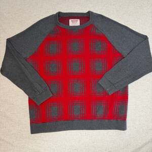 Mossimo Supply Co Long Sleeve Crew Neck Sweater Red Gray